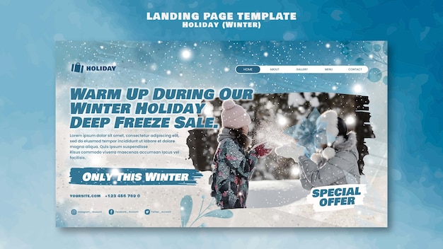 Winter holiday landing page template