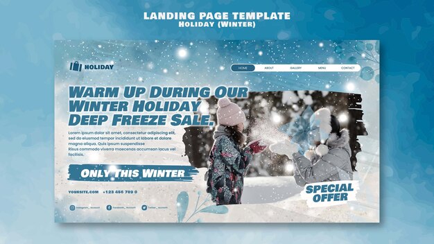 Winter holiday landing page template