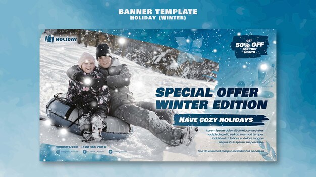 Winter holiday offer banner template