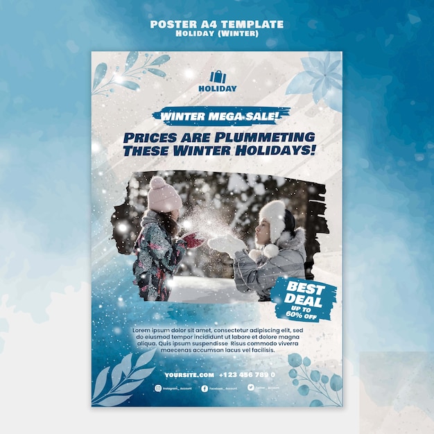 Winter holiday poster template