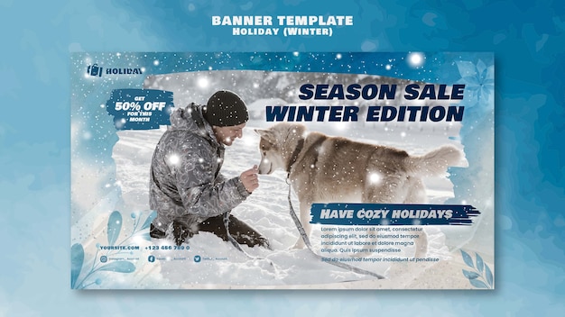 Winter holiday sale banner template