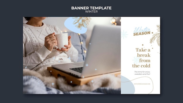 Winter joy horizontal banner template