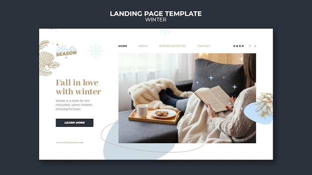 Free PSD winter joy landing page