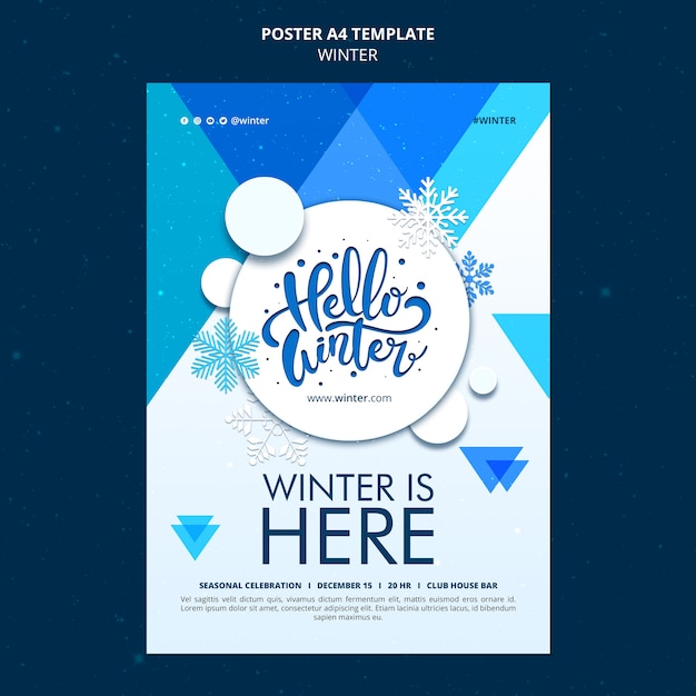 PSD gratuito disegno del modello di poster invernale