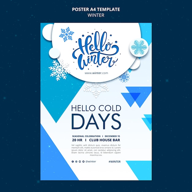 PSD gratuito disegno del modello di poster invernale