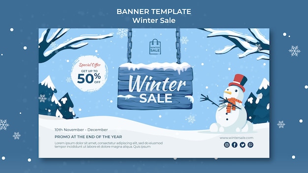 Free PSD winter sale banner design template