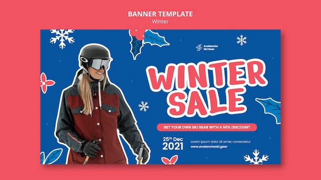 Winter sale banner design template