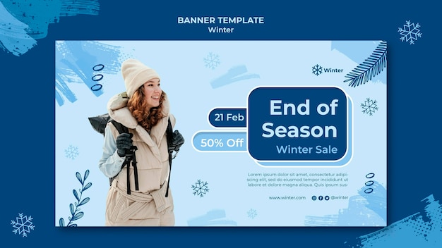 Winter sale banner design template