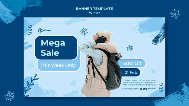 Winter sale banner design template