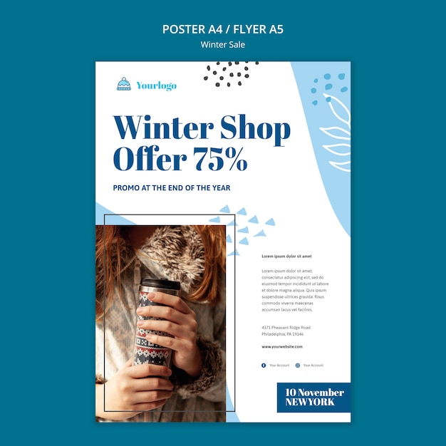 Winter sale collection poster template