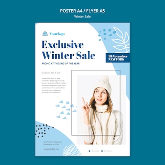 Winter sale collection poster template