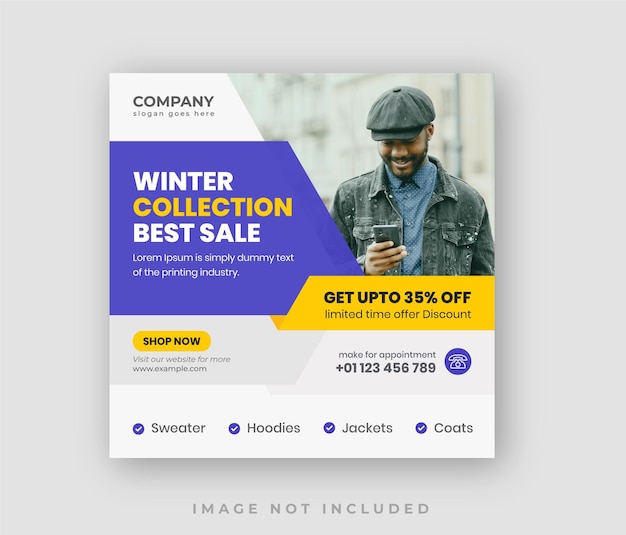 Winter sale discountinstagram post design