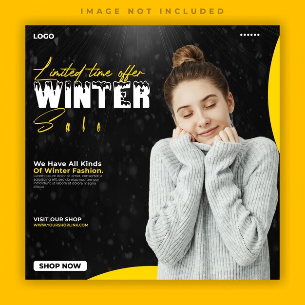 Winter sale fashion social media post banner template