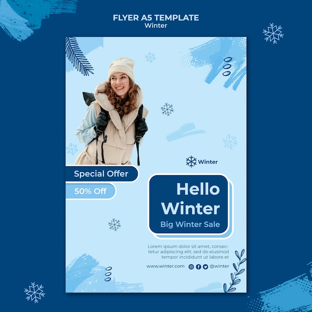 Winter sale flyer design template