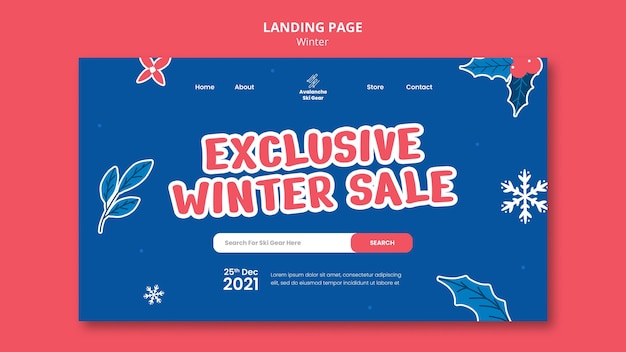 Winter sale landing page design template