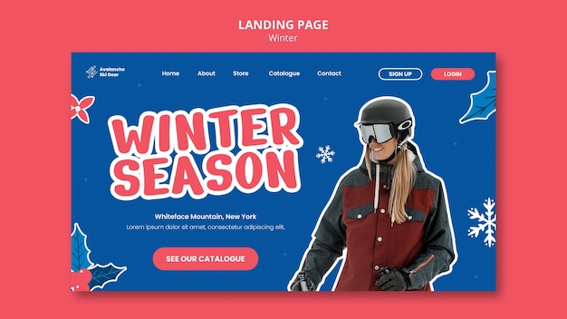 Winter sale landing page design template