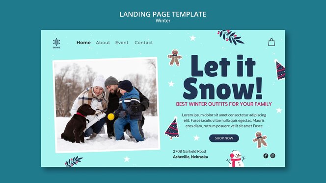 Winter sale landing page design template