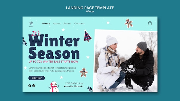 Winter sale landing page design template