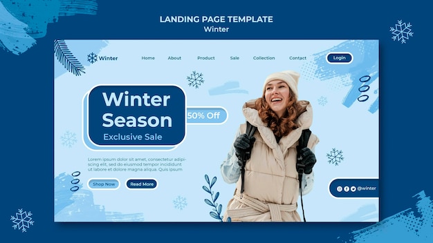 Winter sale landing page design template