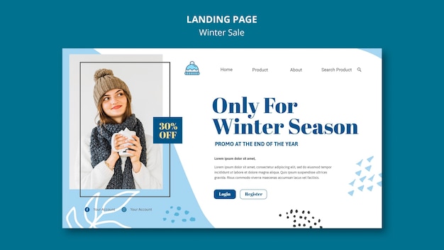 Free PSD winter sale landing page template