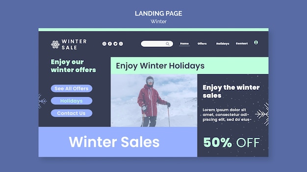 Free PSD winter sale landing page template