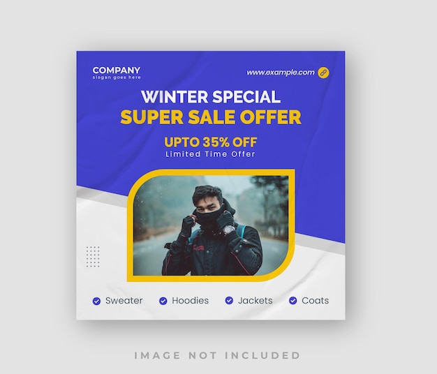 Winter sale offer instagram post design template