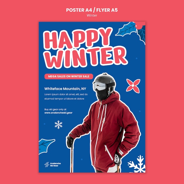 Free PSD winter sale poster design template