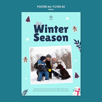 Winter sale poster design template