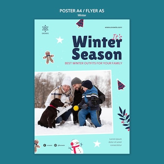 Winter sale poster design template