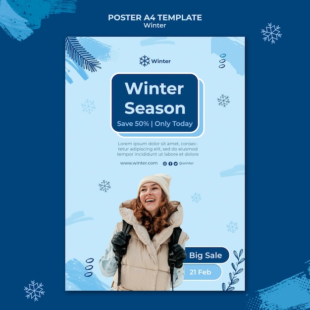 Winter sale poster design template