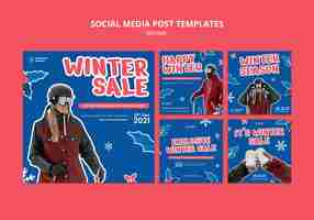 Free PSD winter sale social media post design template