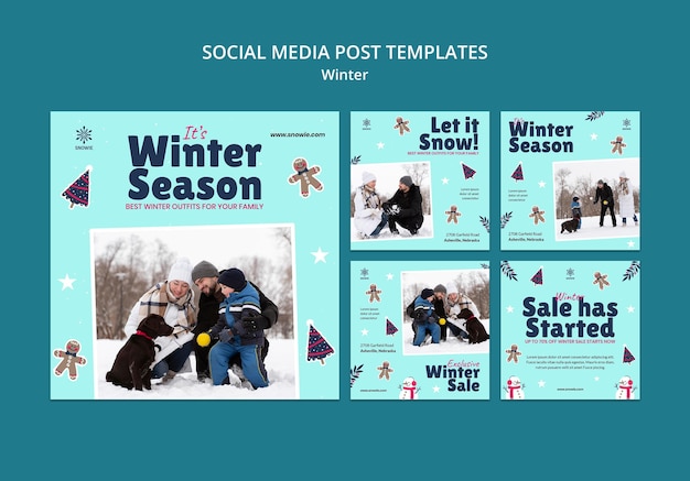 winter sale social media post design template
