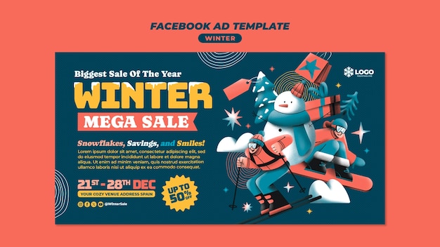 Free PSD winter sale template design