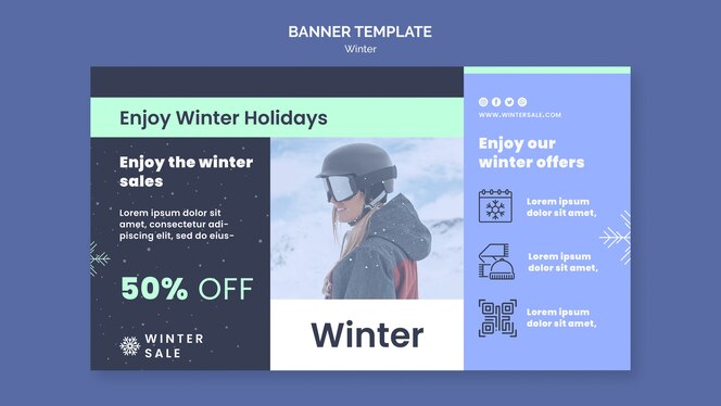 Winter sale with discount banner template