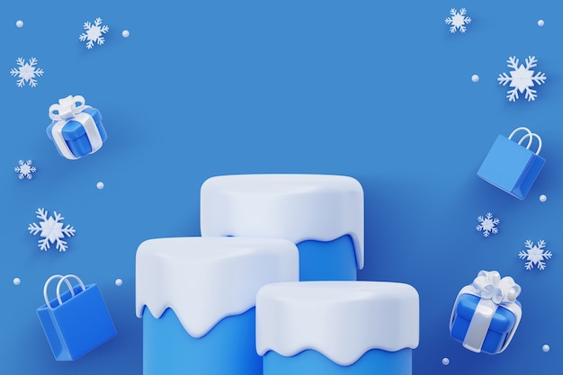 Free PSD winter sales 3d podium background