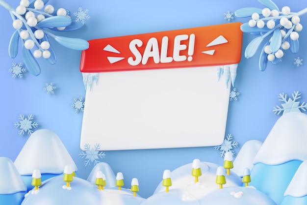 Free PSD winter sales blank banner background