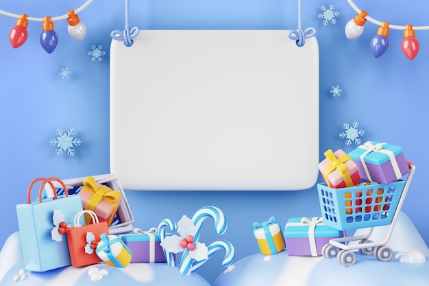 Winter sales blank banner background