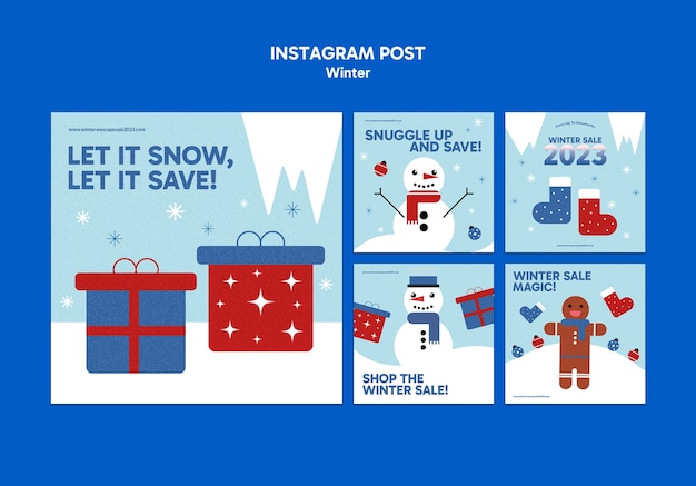 Free PSD winter season instagram posts template