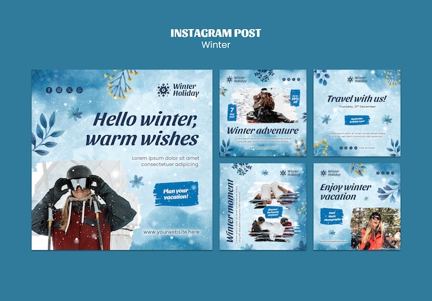 PSD gratuito modello di post instagram per la stagione invernale