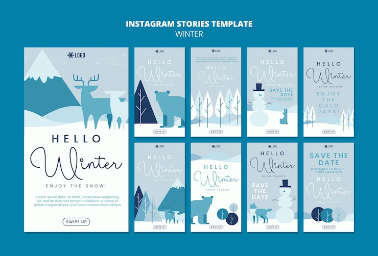 無料PSD 冬の季節の instagram ストーリーテンプレート