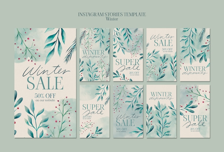 Free PSD winter season  instagram stories