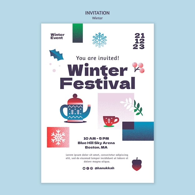 Free PSD winter season invitation template