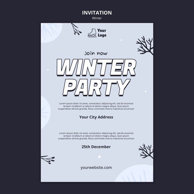 Free PSD winter season invitation template