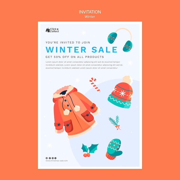 Free PSD winter season invitation template