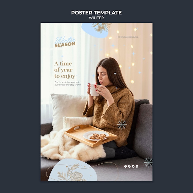 Free PSD winter season joy poster template