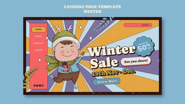 Free PSD winter season landing page template