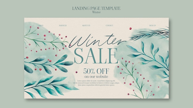 Free PSD winter season landing page template