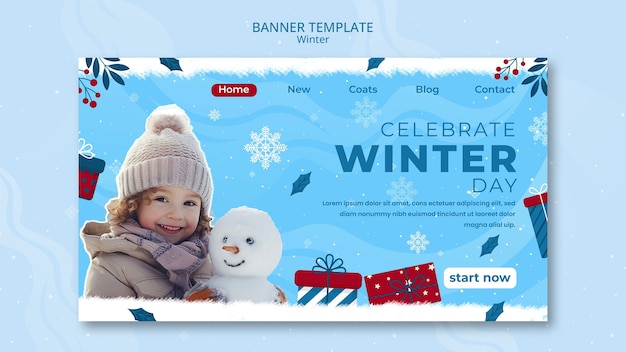 Free PSD winter season landing page template