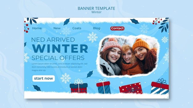 Free PSD winter season landing page template