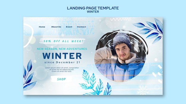 Free PSD winter season landing page template